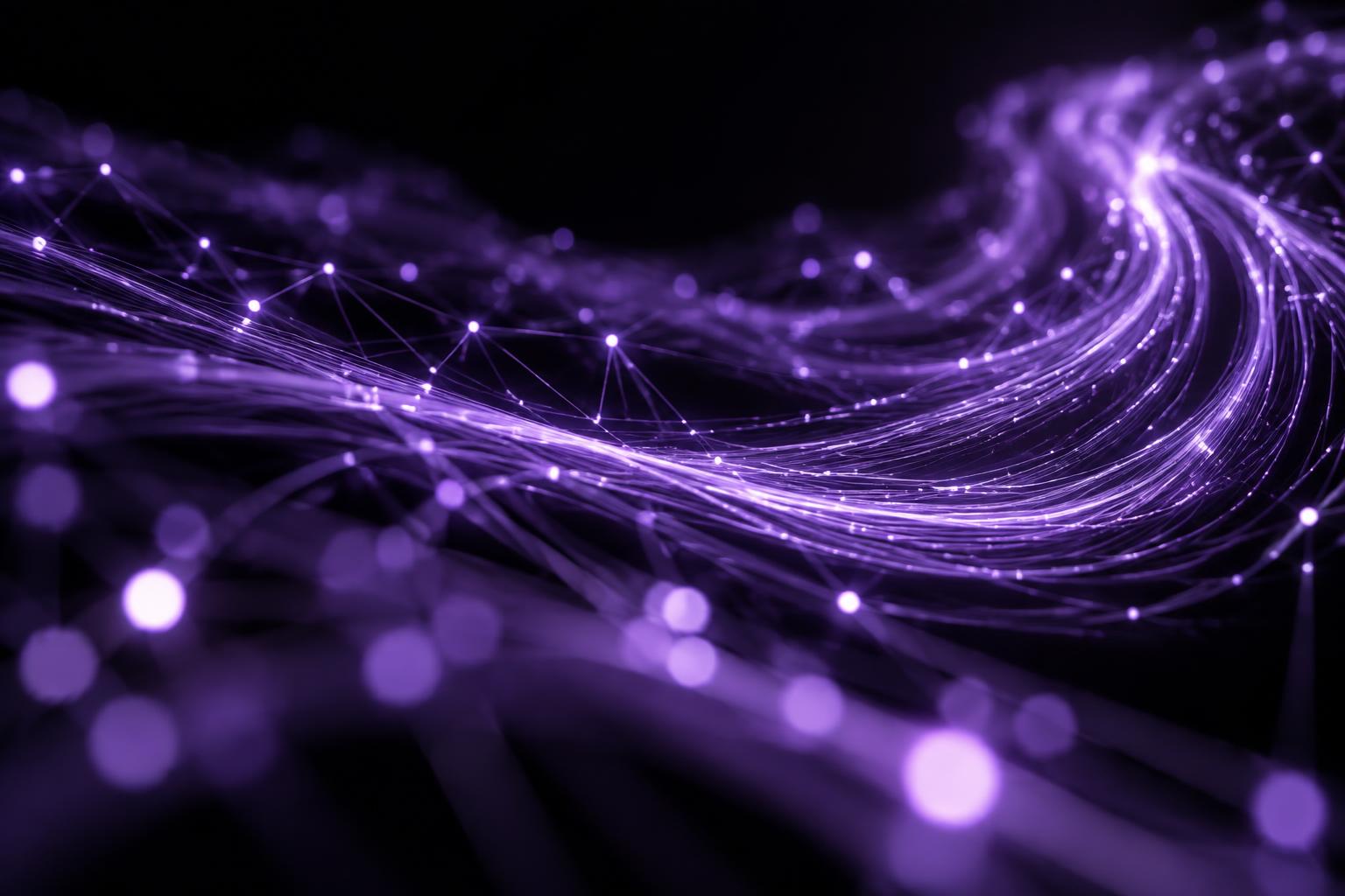 Fibra óptica iluminada en tonos morados